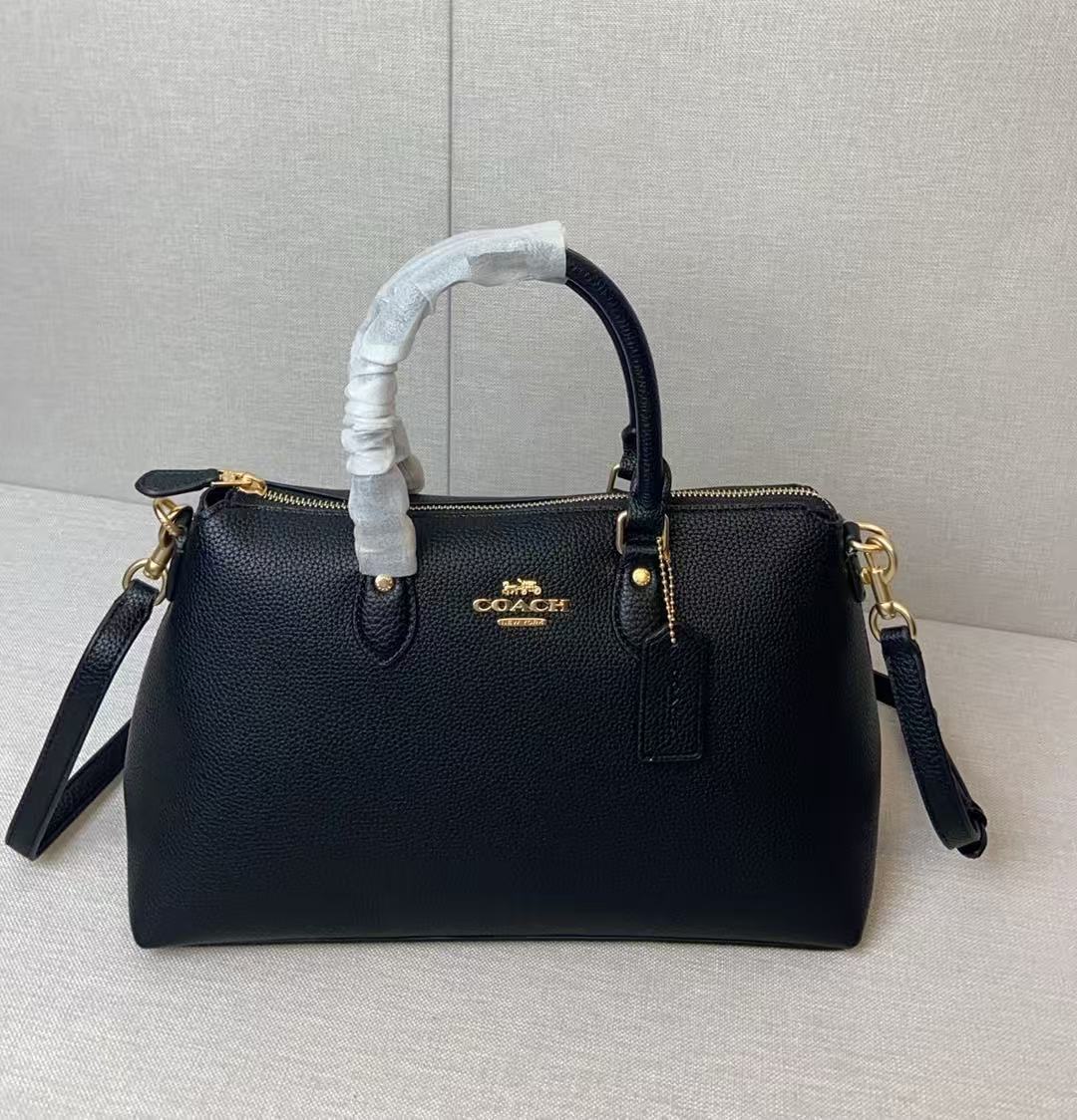 Coach Georgia Satchel Bag Black Pebble Leather