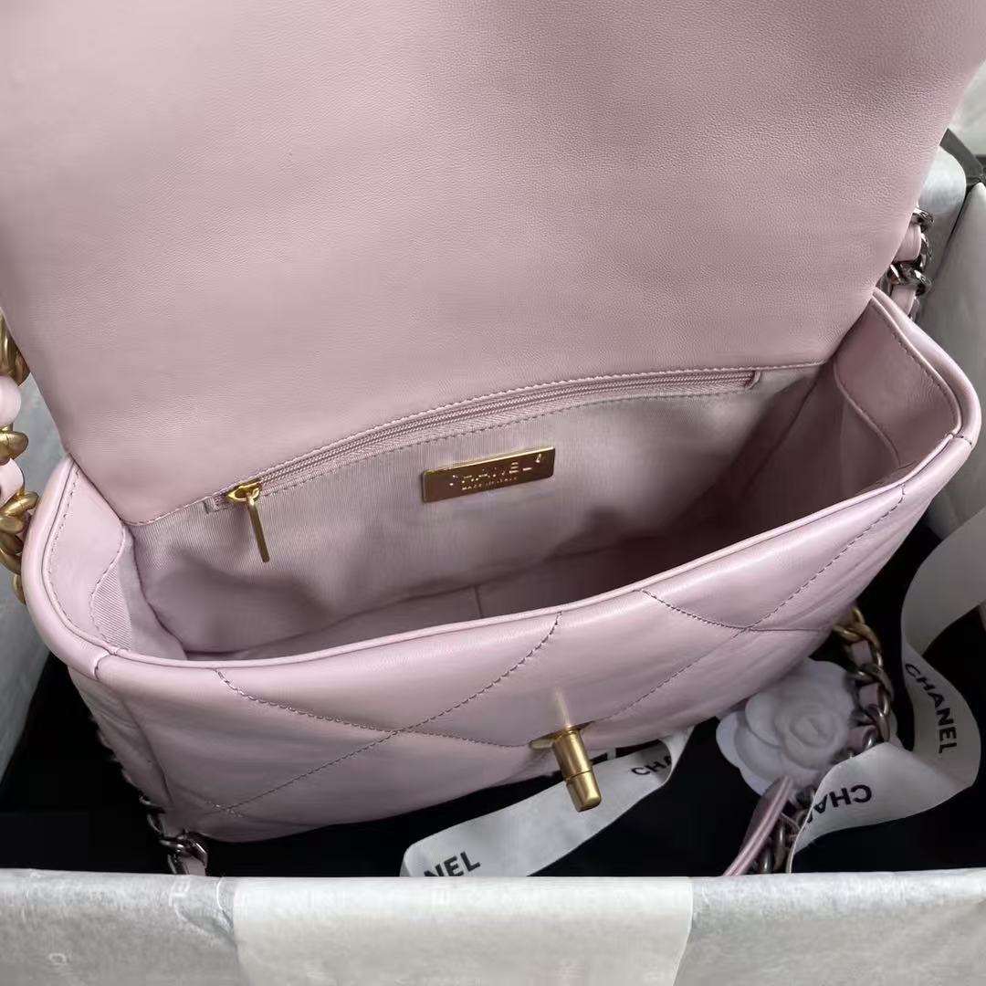 CC 19 Handbag 25cm Light Pink Calfskin Gold Hardware mix Sliver Hardware
