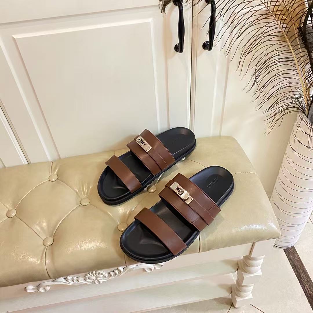 HM Jackson Sandal Black Brown Calfskin