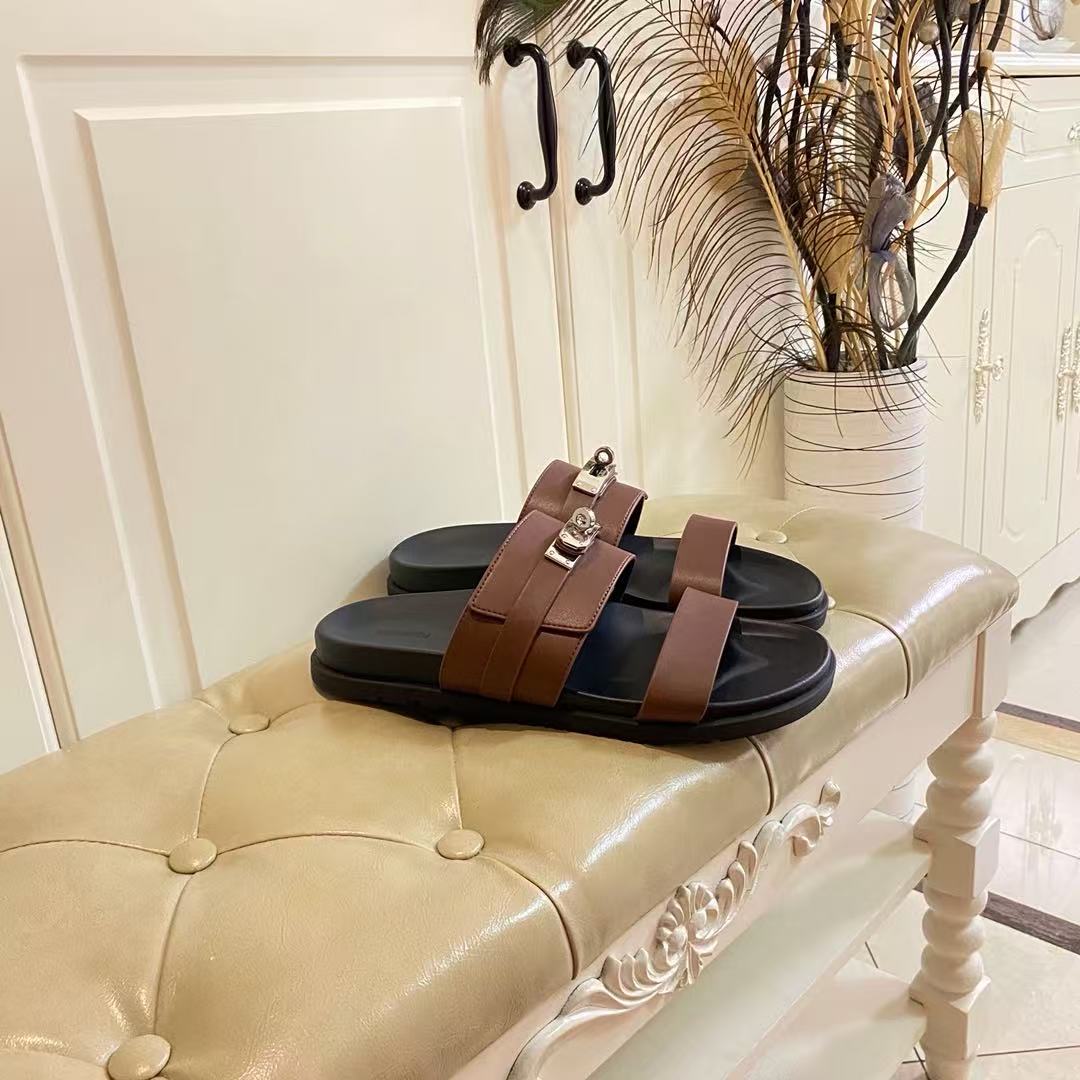 HM Jackson Sandal Black Brown Calfskin