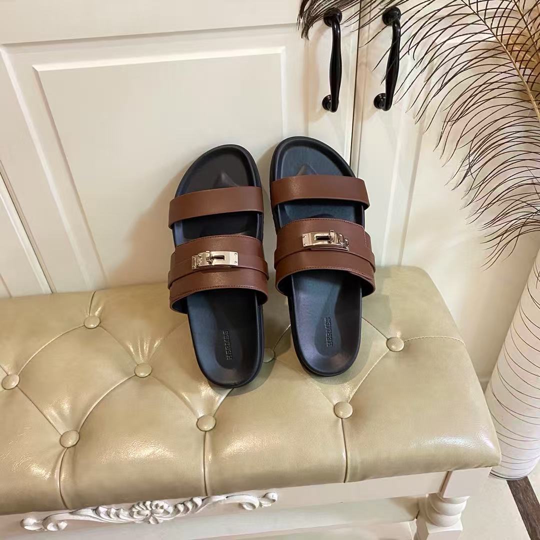 HM Jackson Sandal Black Brown Calfskin