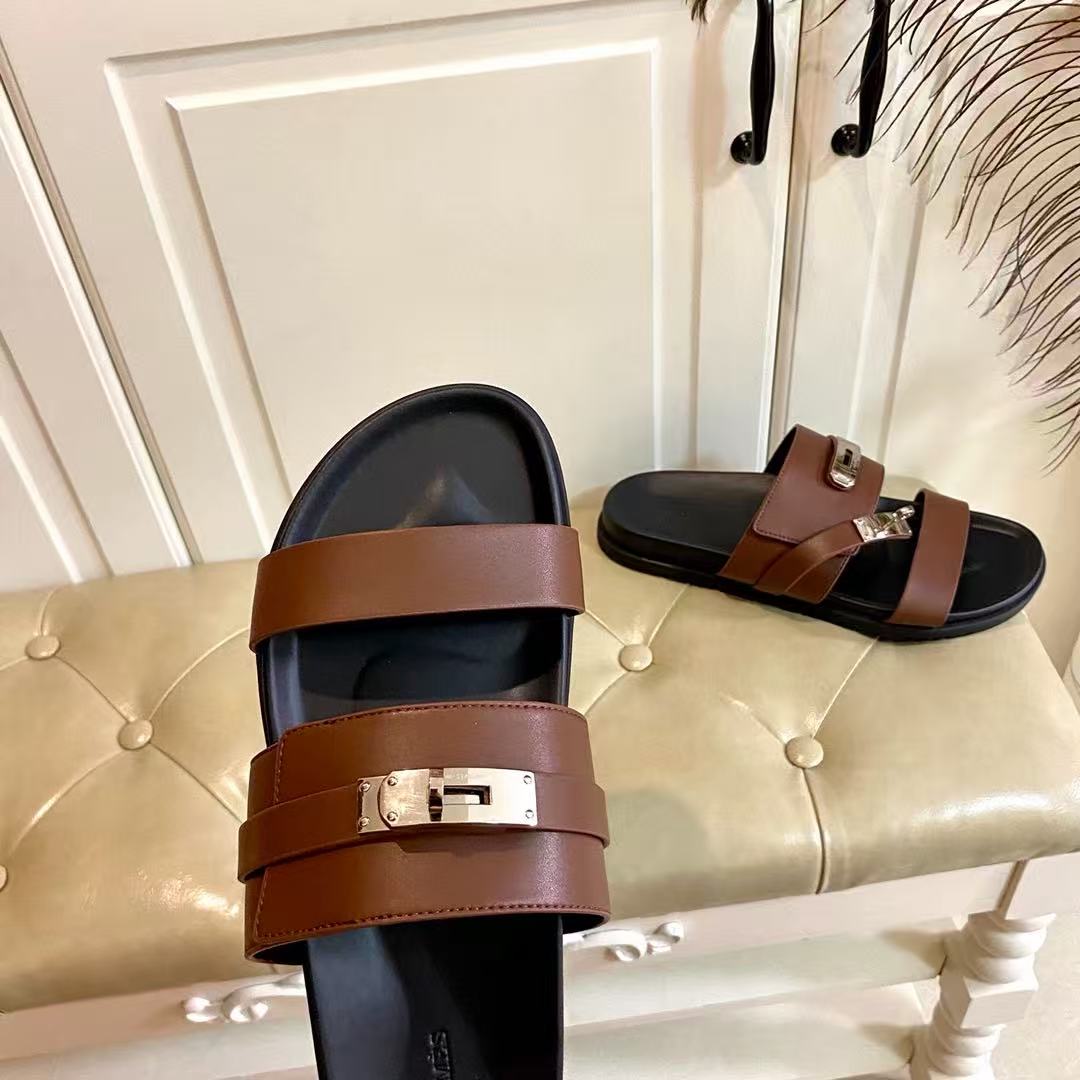 HM Jackson Sandal Black Brown Calfskin