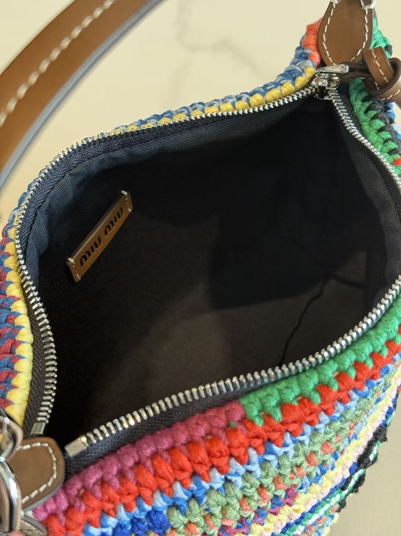 Miumiu Crochet Pouch Multicolor Cotton