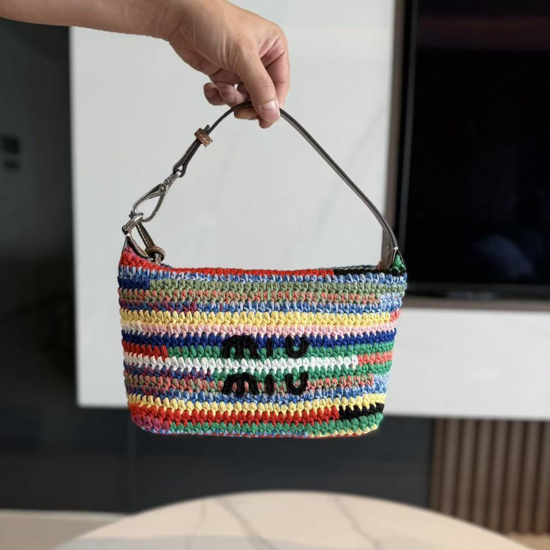 Miumiu Crochet Pouch Multicolor Cotton