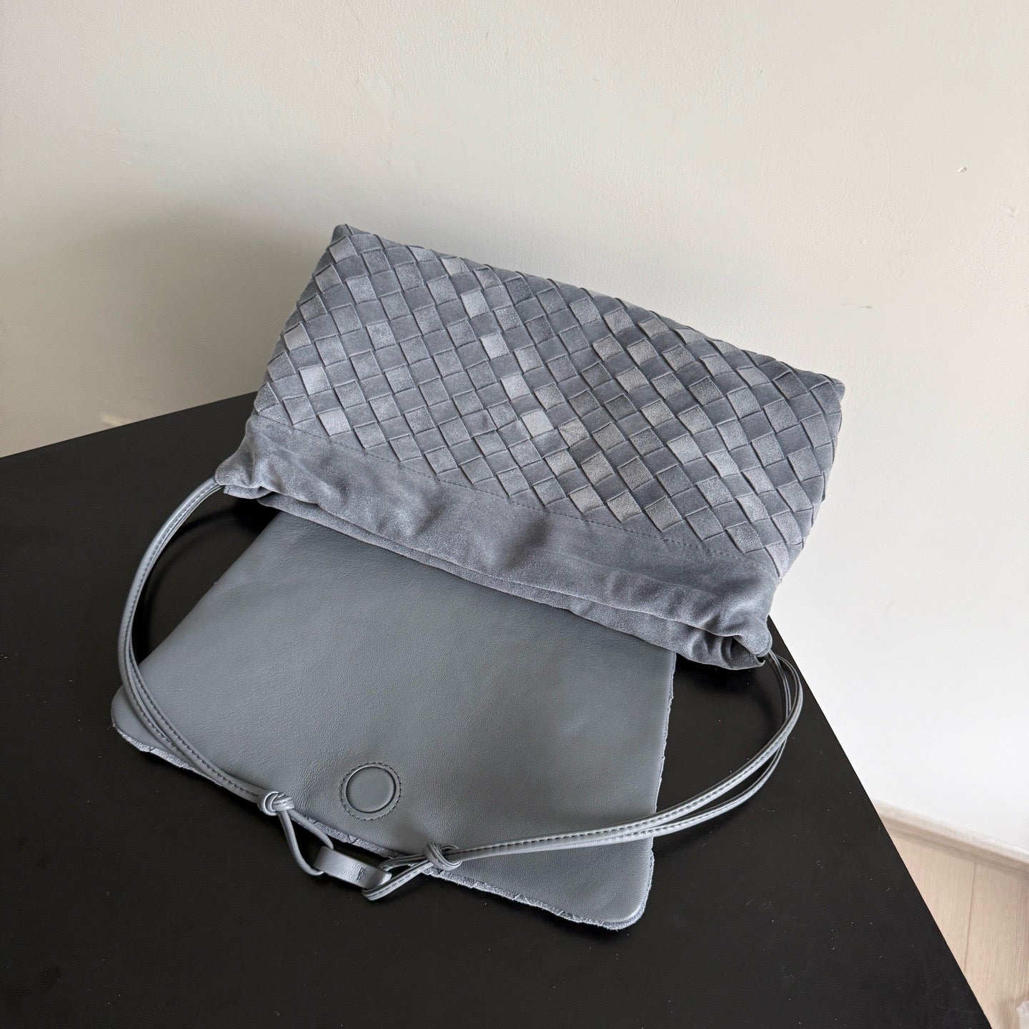 BV Giorno Bag Cloudy Indigo Intrecciato Suede