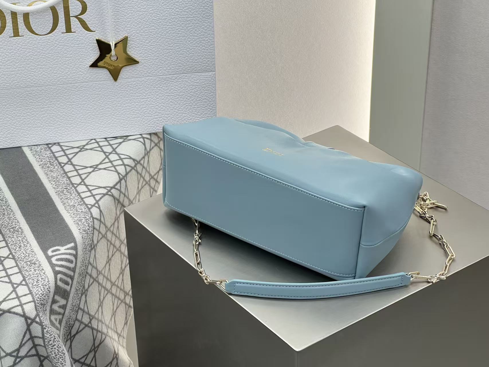Dior 2026 Small Bow Bag 26cm Bleu Tourmaline Lambskin