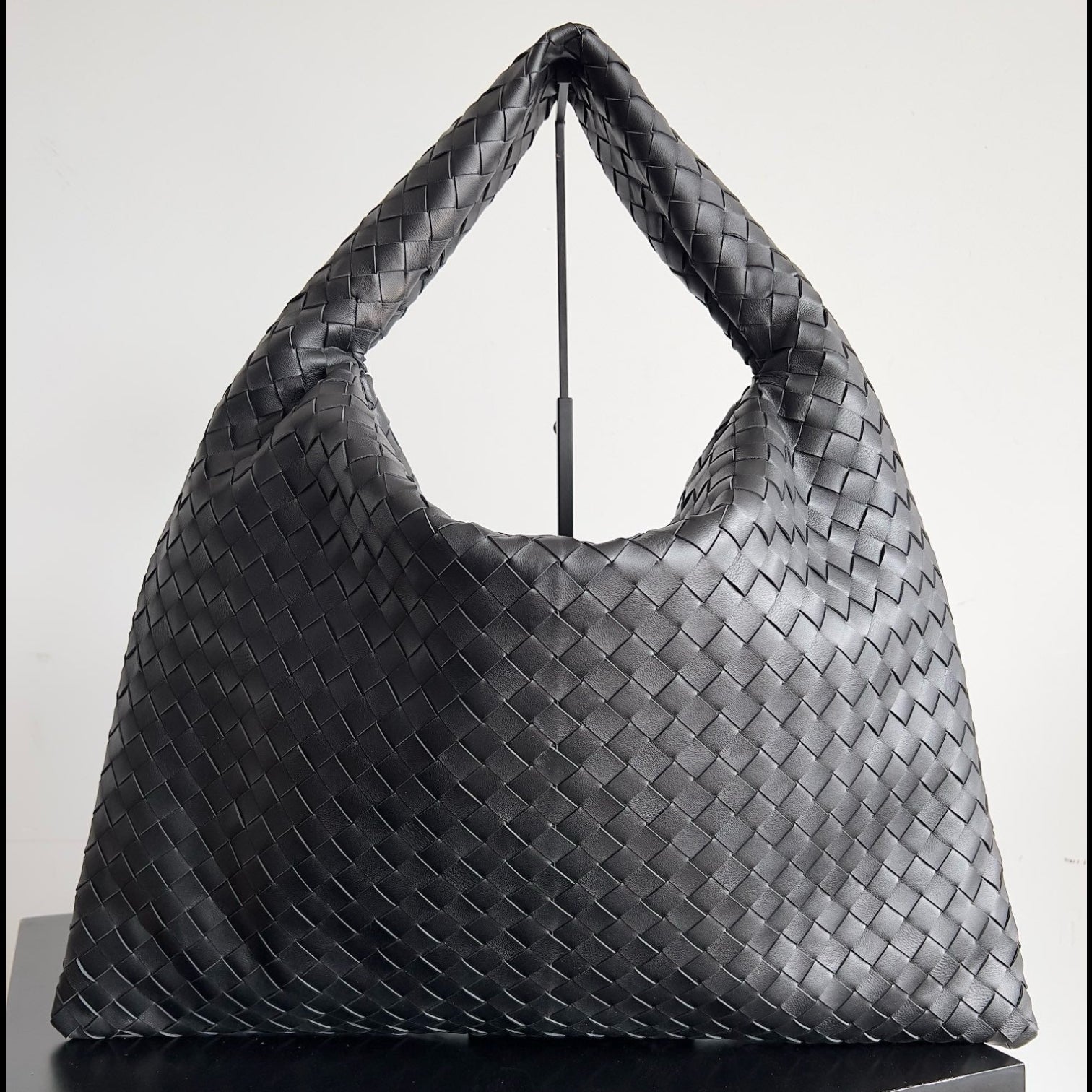 BV Large Intrecciato 54cm Hobo Bag Black Calfskin