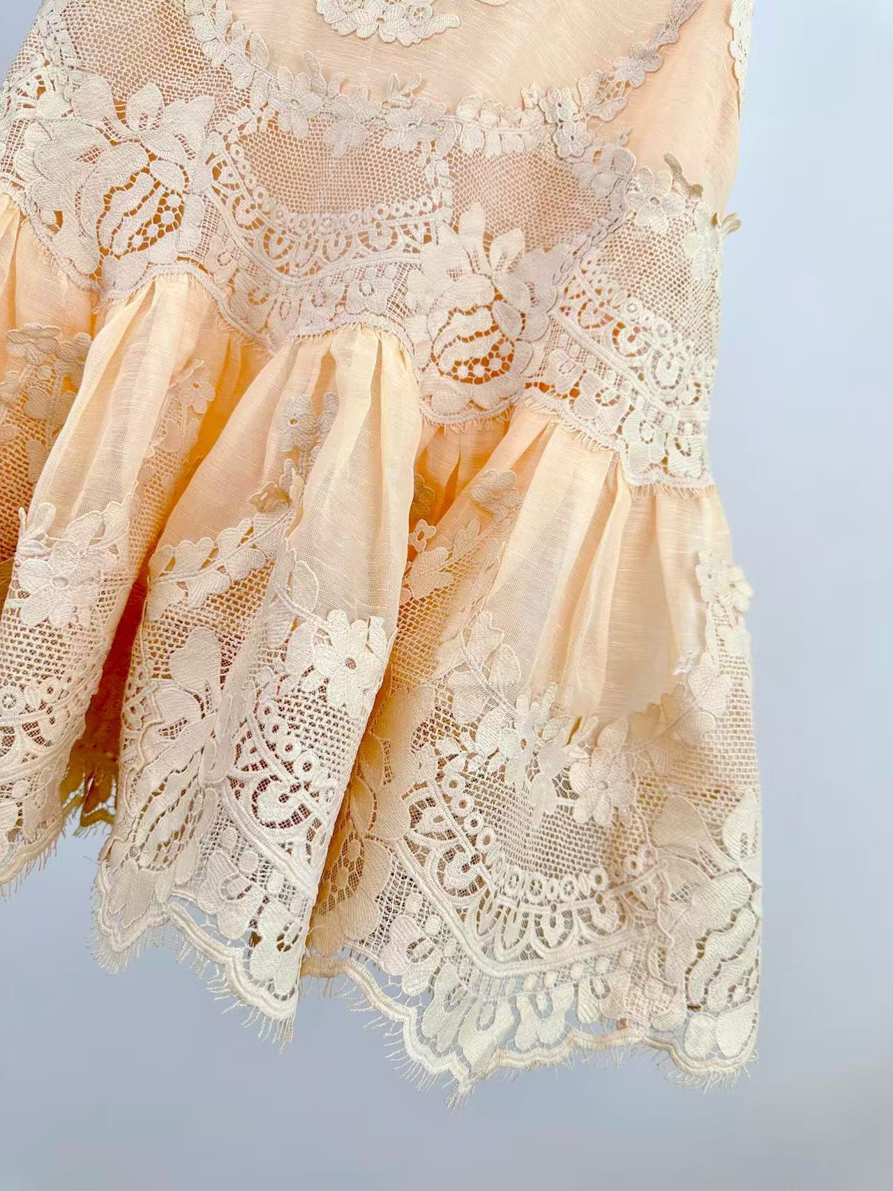Zimmermann Mini Dress Natura Lace Linen Silk