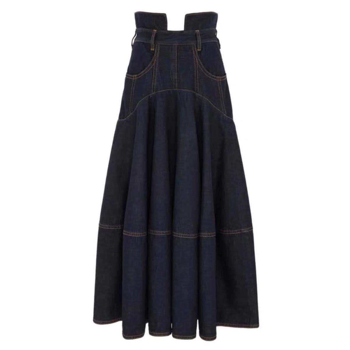 Zimmermann Hypnotic Croptop and Midi Skirt in Blue Denim