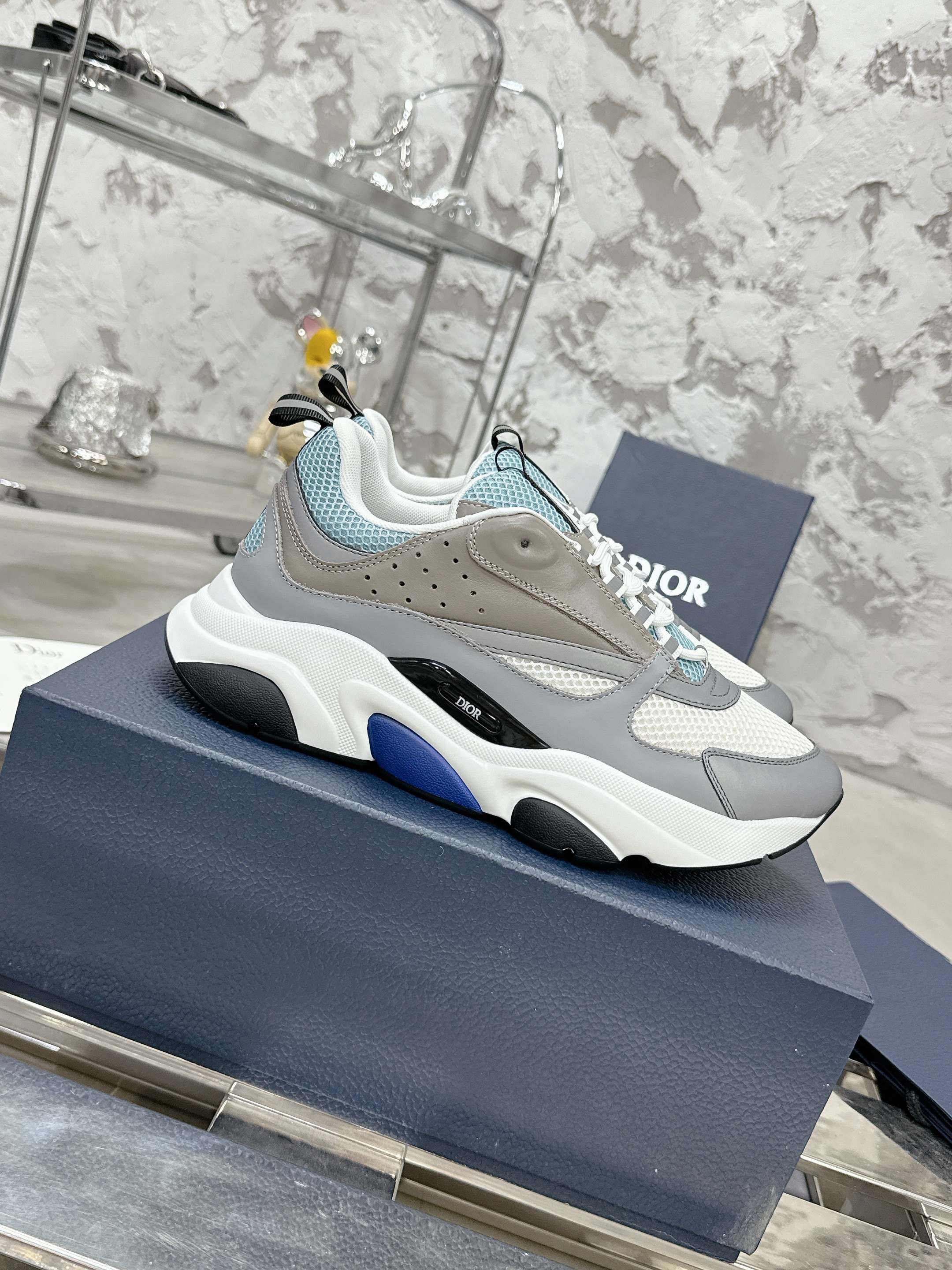 Dior B22 Sneakers Grey Blue White Technical Mesh