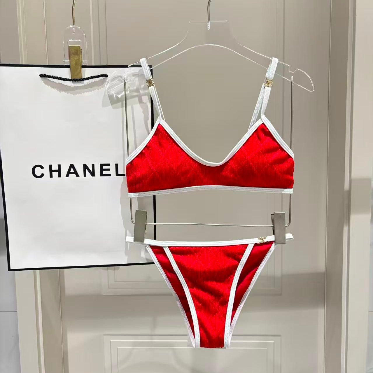 CC Two-piece Bikini Swimsuit Red