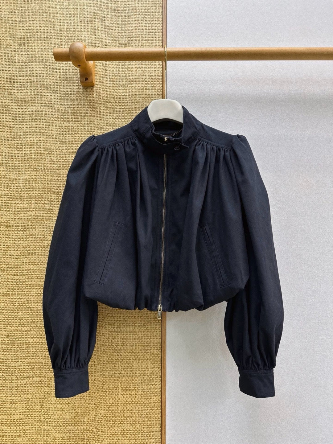 Chloe Gathered Cropped Cotton Canvas Jacket