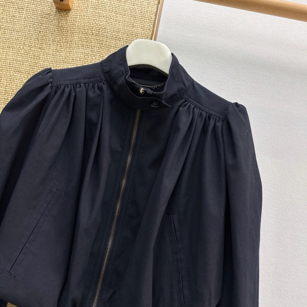 Chloe Gathered Cropped Cotton Canvas Jacket