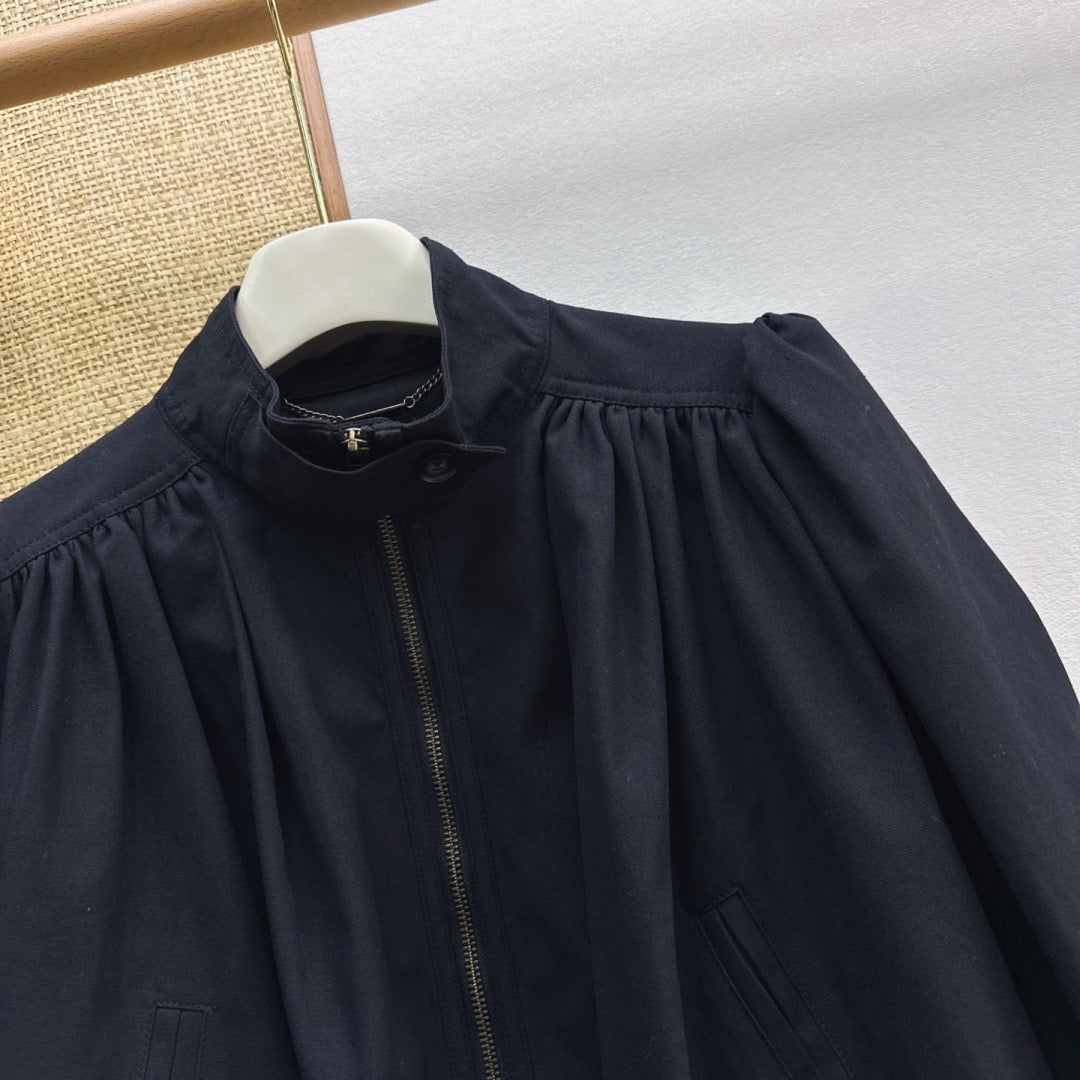 Chloe Gathered Cropped Cotton Canvas Jacket