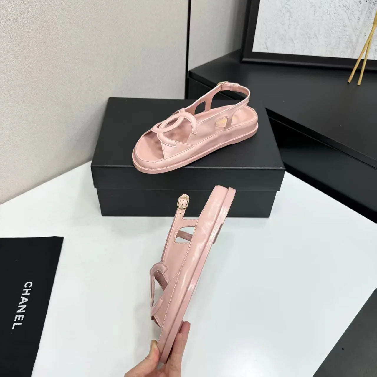 Chanel 2026 Double C Sandal Suede Lambskin