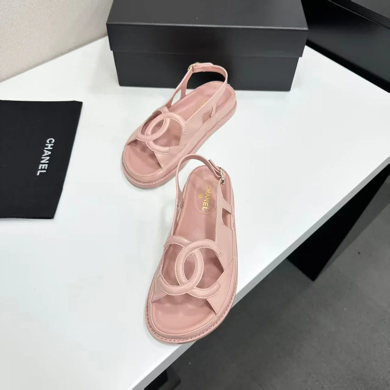 Chanel 2026 Double C Sandal Suede Lambskin
