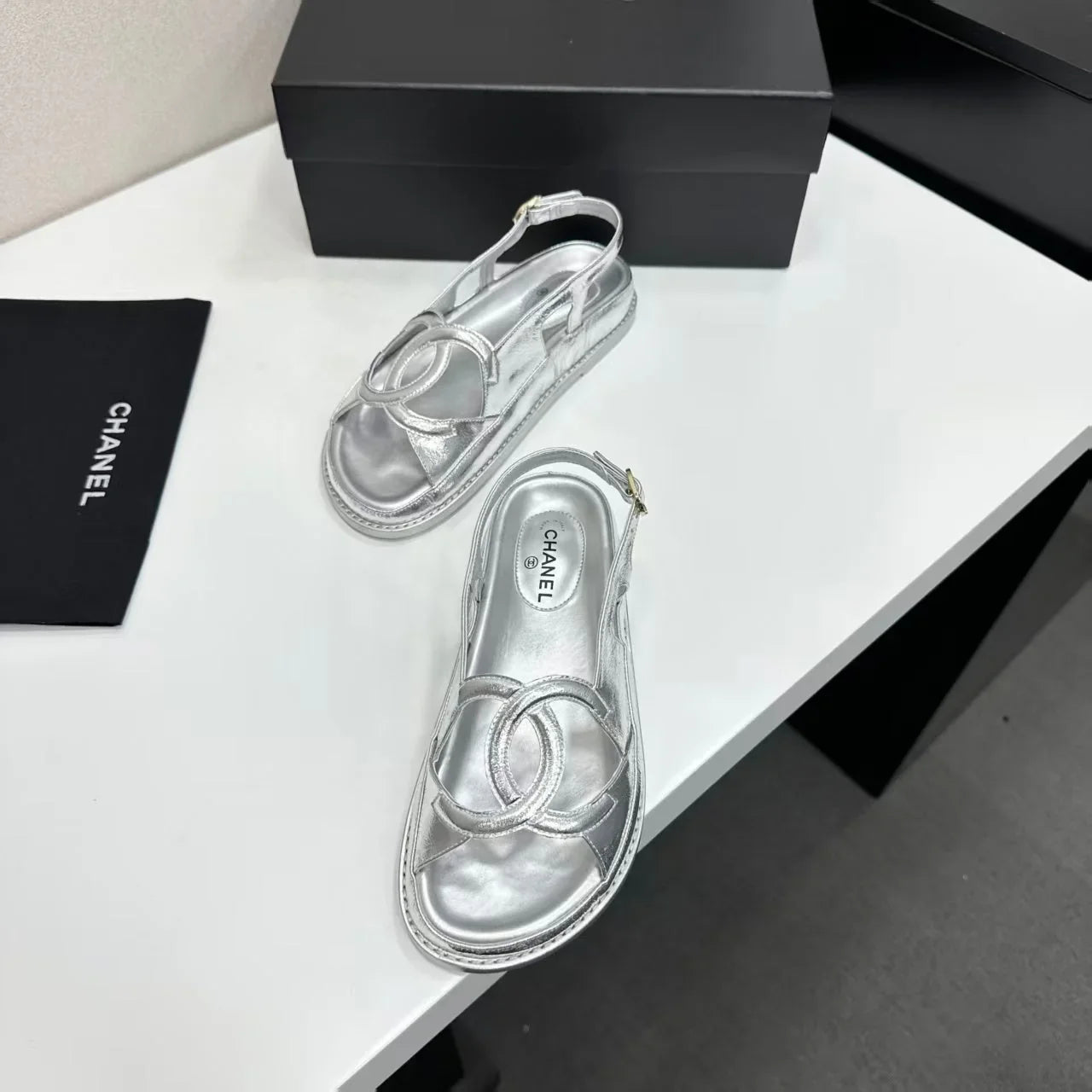 Chanel 2026 Double C Sandal Suede Lambskin
