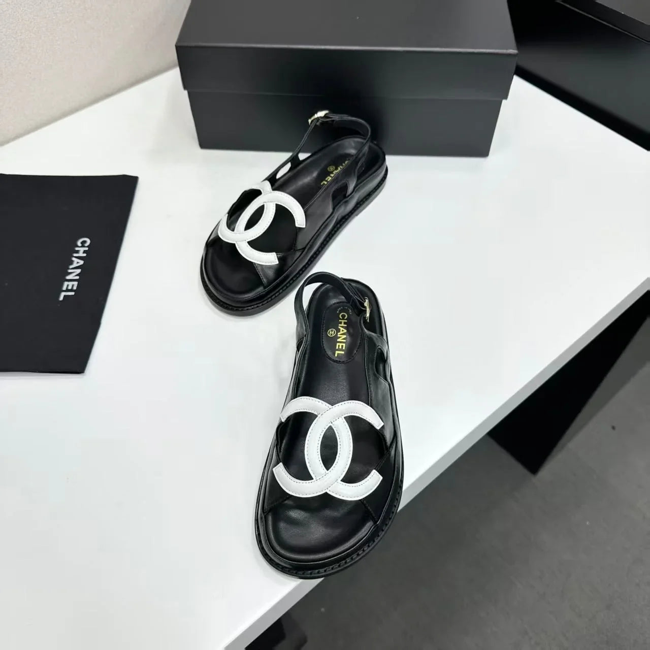 Chanel 2026 Double C Sandal Suede Lambskin