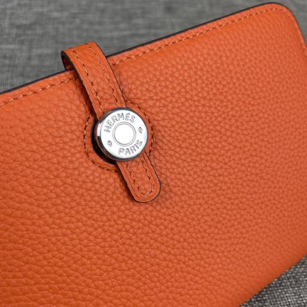 HM Dogon Duo Wallet 20cm In Orange Togo Leather