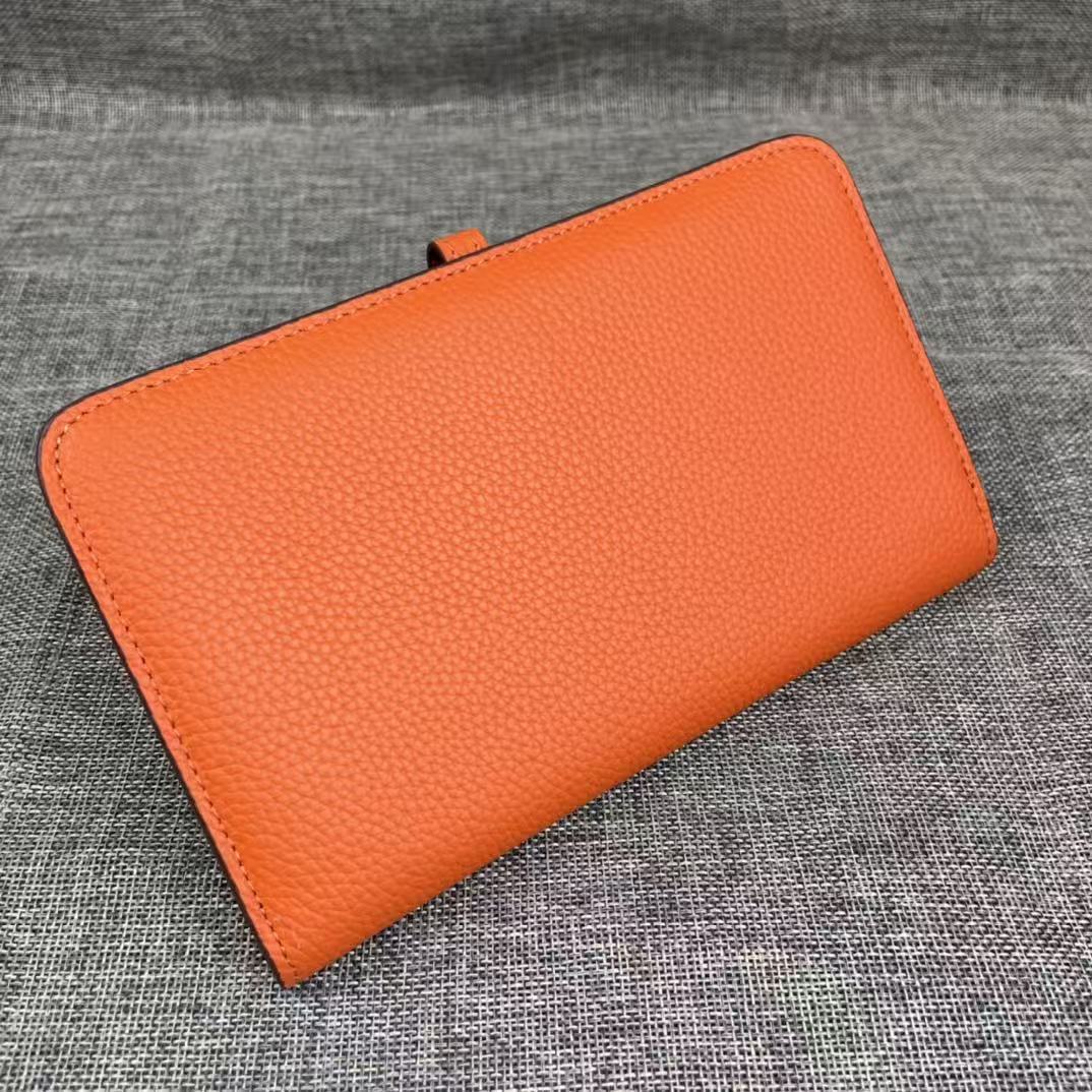HM Dogon Duo Wallet 20cm In Orange Togo Leather