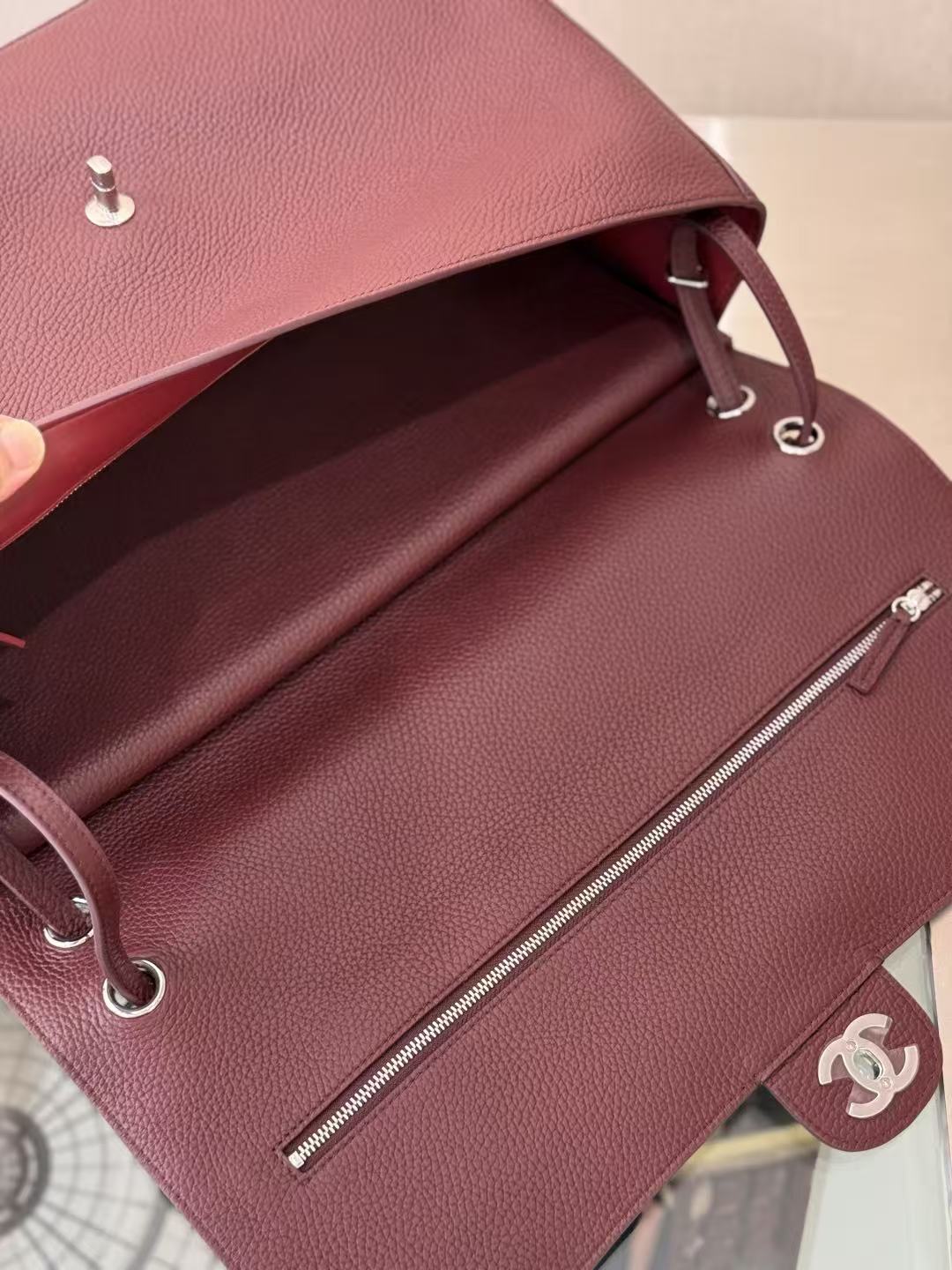 Chanel 2026 Maxi Flap Bag 38.5cm Dark Burgundy Calfskin Gold Hardware