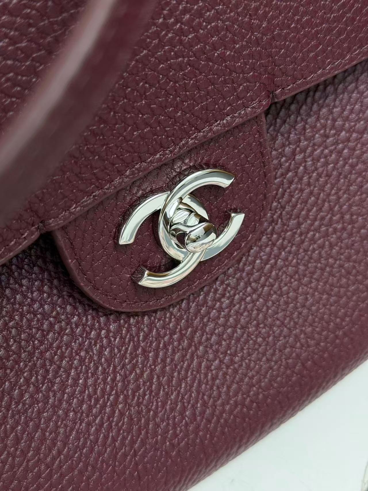 Chanel 2026 Maxi Flap Bag 38.5cm Dark Burgundy Calfskin Sliver Hardware
