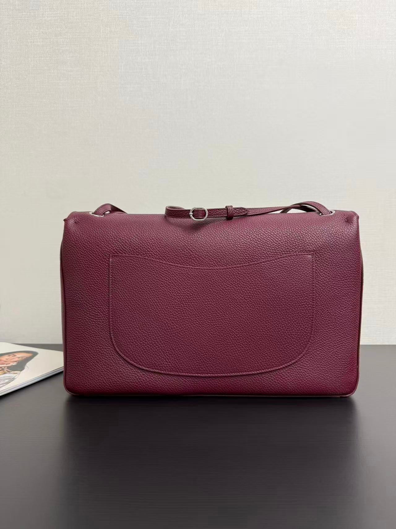 Chanel 2026 Maxi Flap Bag 38.5cm Dark Burgundy Calfskin Sliver Hardware