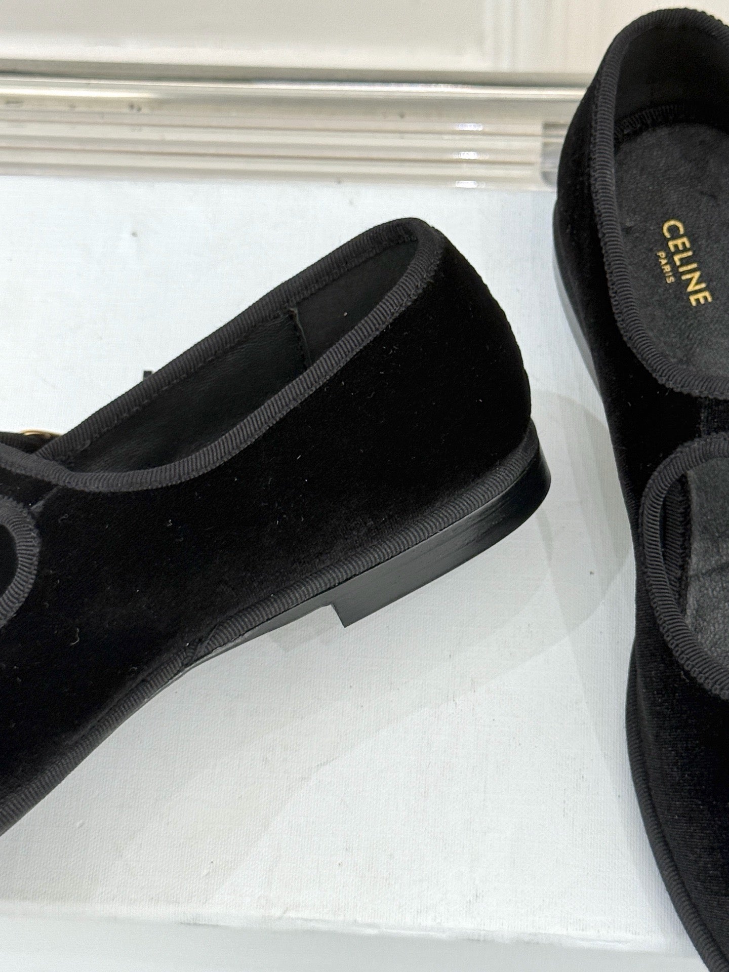 Celine 25 Eve Triomphe Ballet Flat Black Velvet 547727