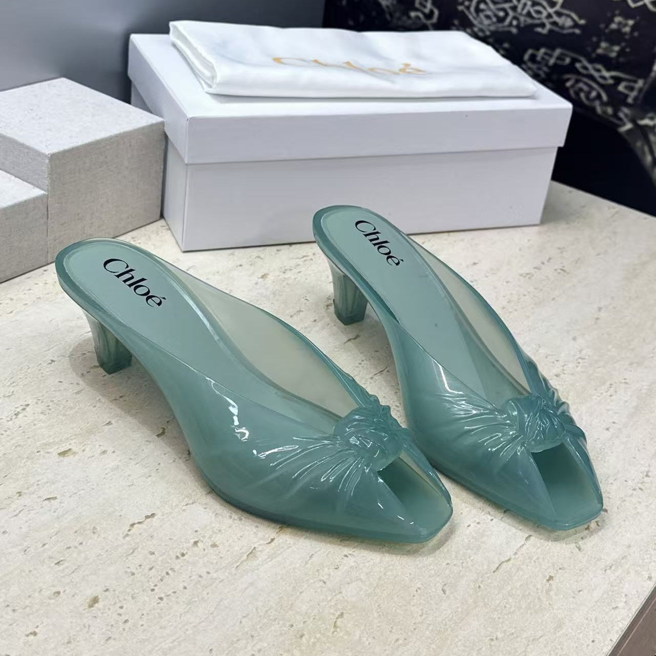 Chloe Jelly Mules In Spearmint TPU