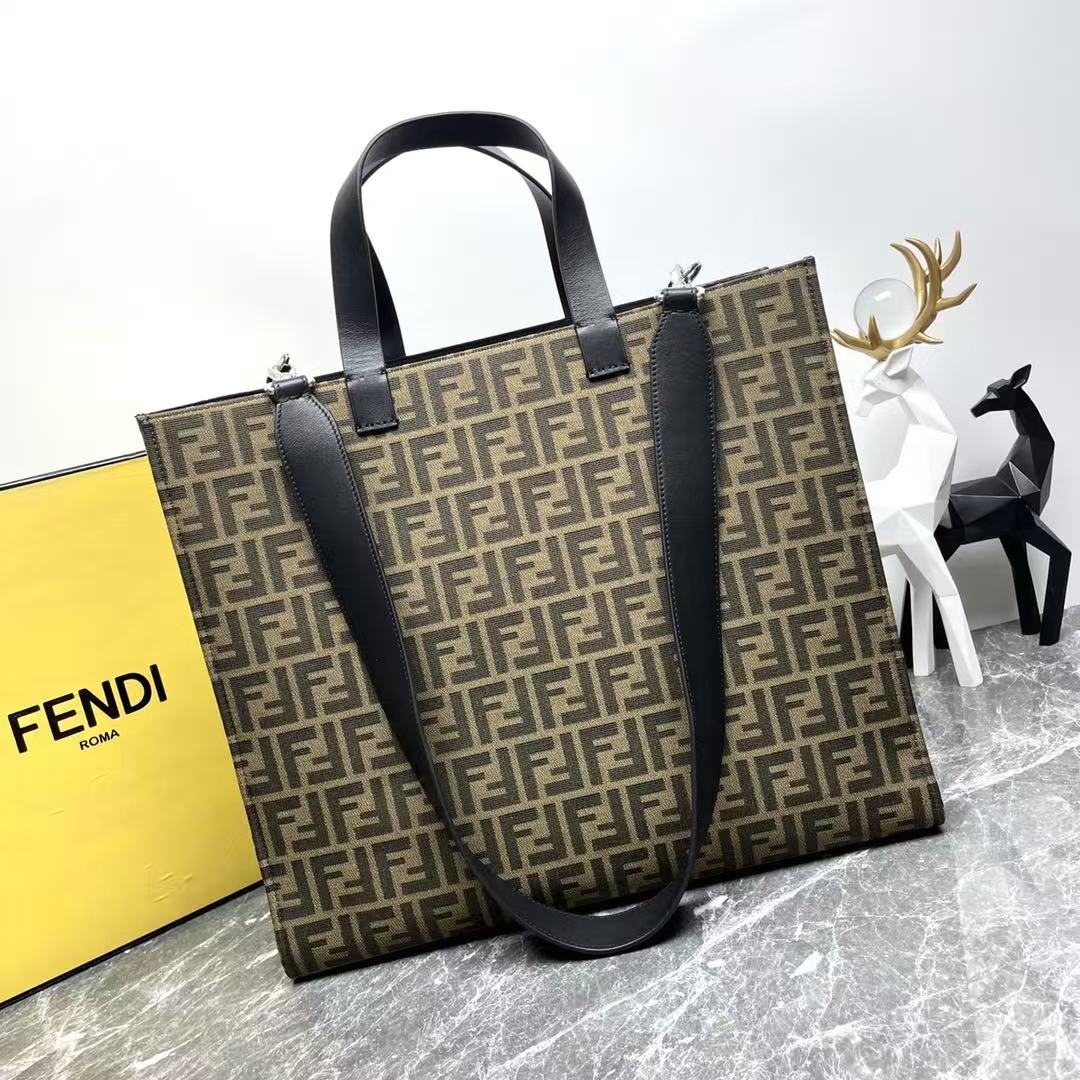 Fendi x Pokémon FF Fabric Shopper Tote Bag Brown Canvas