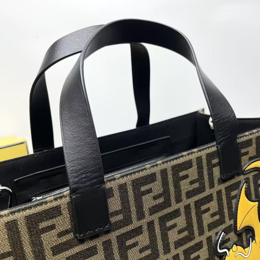 Fendi x Pokémon FF Fabric Shopper Tote Bag Brown Canvas
