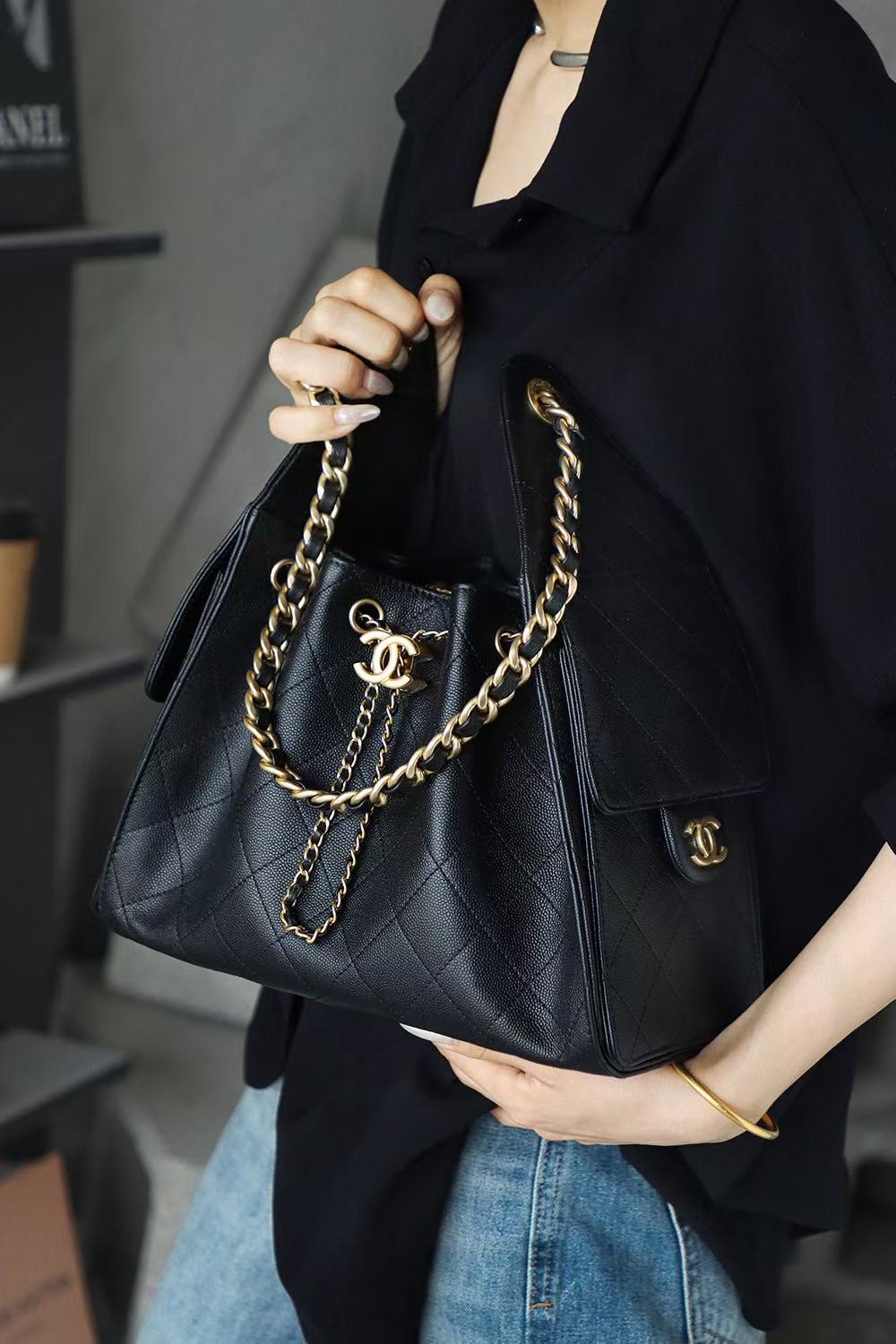 CC 26s Hobo Small Bag Black Caviar GHW (Best Version)
