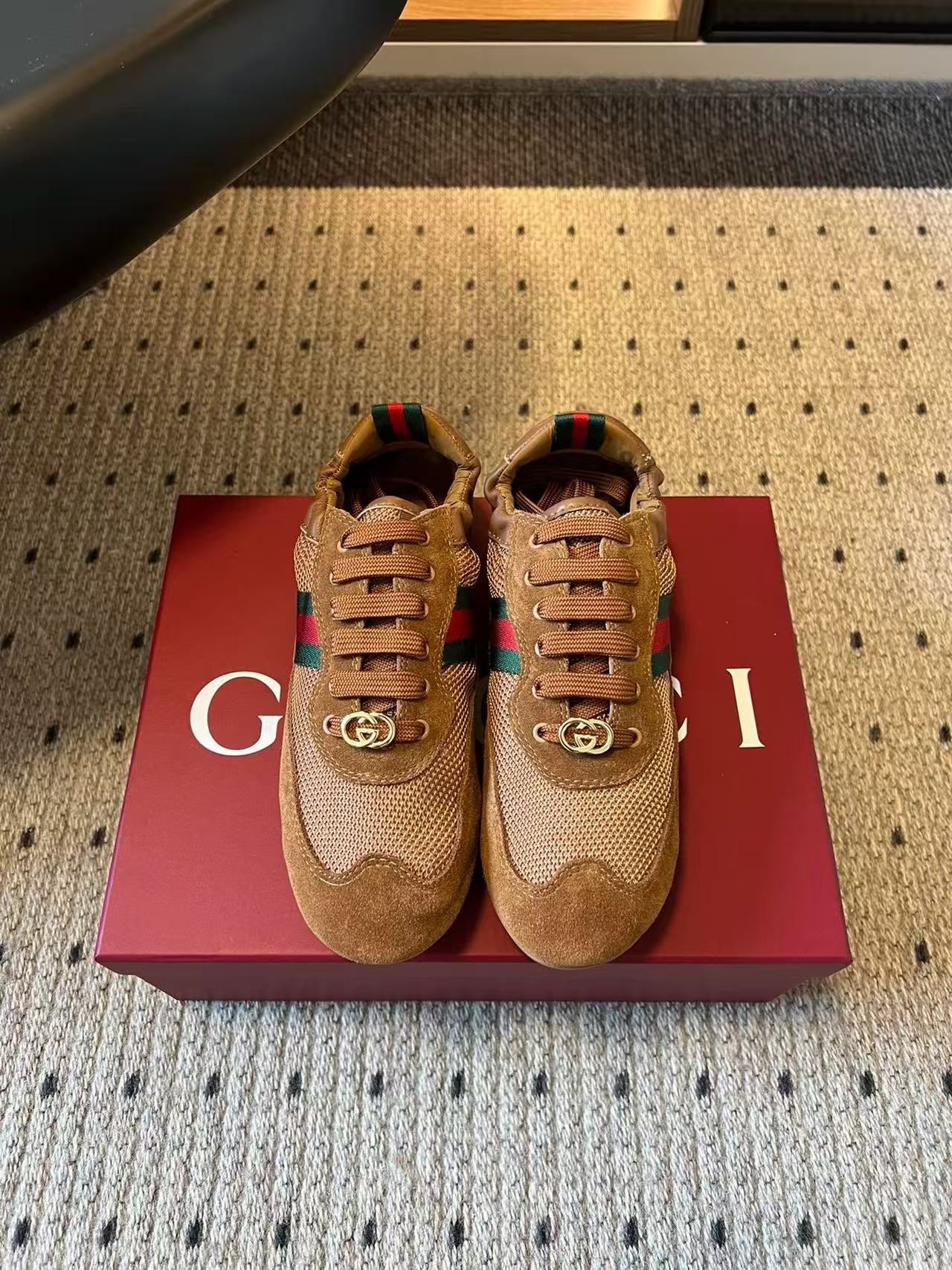 GG Shift Sneaker Brown Suede Mesh