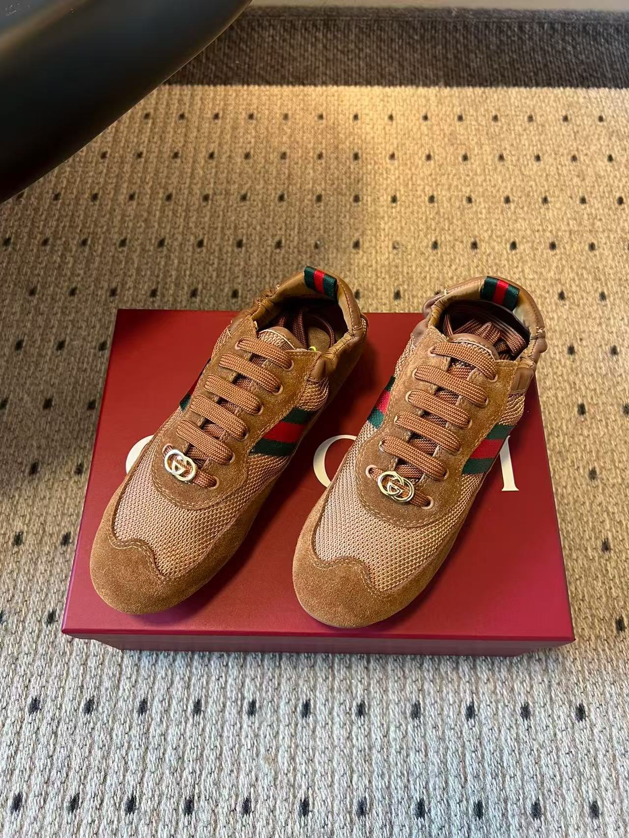 GG Shift Sneaker Brown Suede Mesh