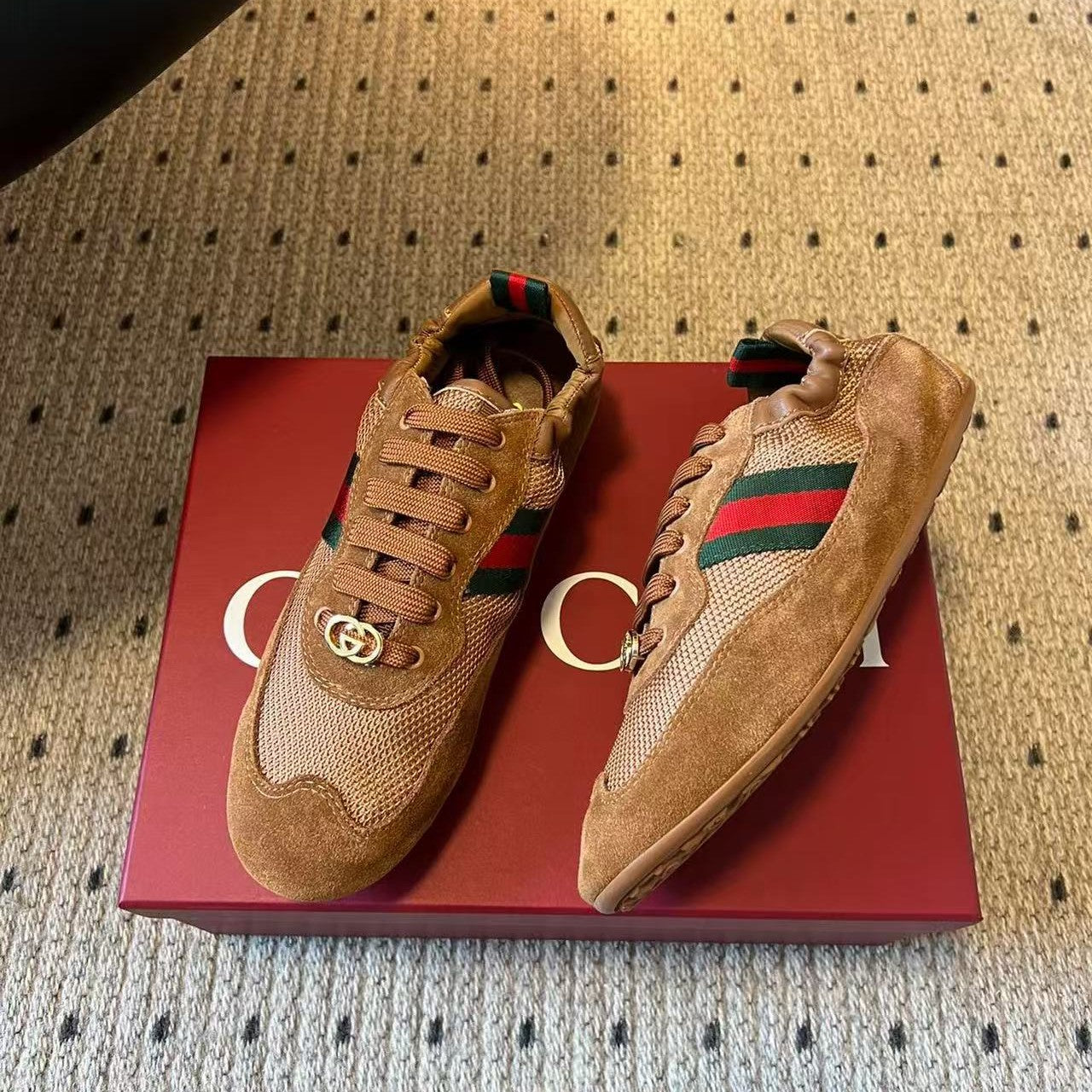 GG Shift Sneaker Brown Suede Mesh
