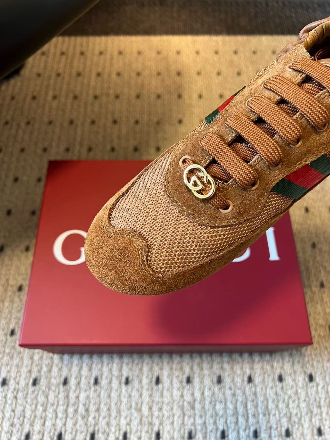 GG Shift Sneaker Brown Suede Mesh