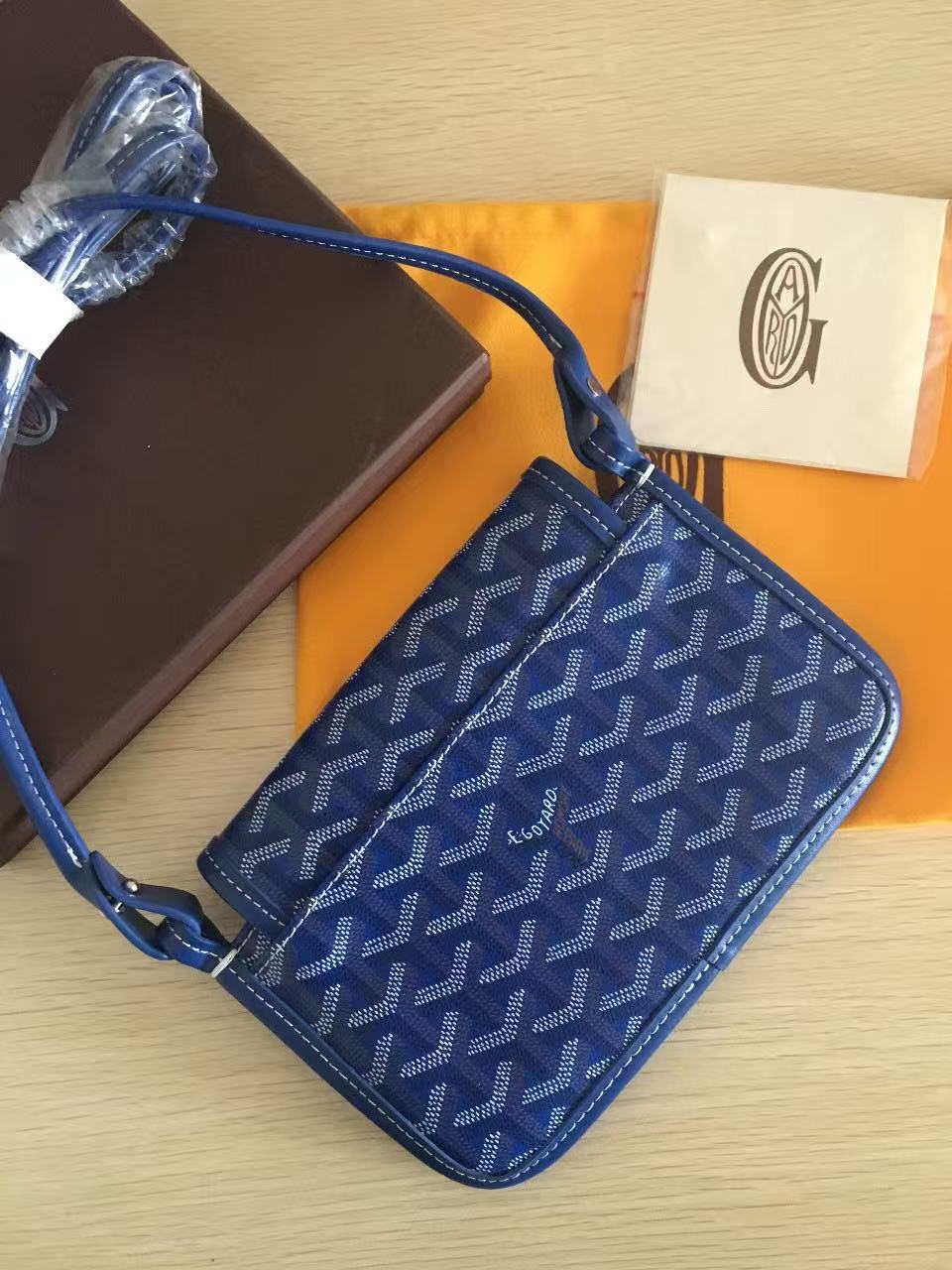 Goyard Plumet Pouch-Wallet Blue Goyardine Canvas