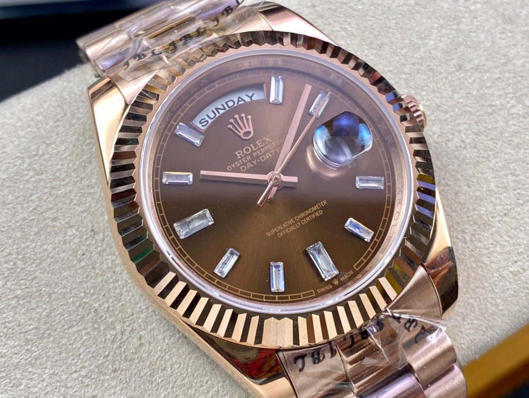 Day-Date 40 Everose Gold Chocolate Baguette Diamond Dial