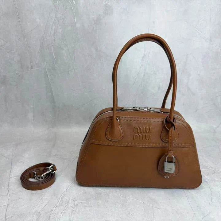 Miu Vivant 32cm Bag in Caramel Nappa Leather