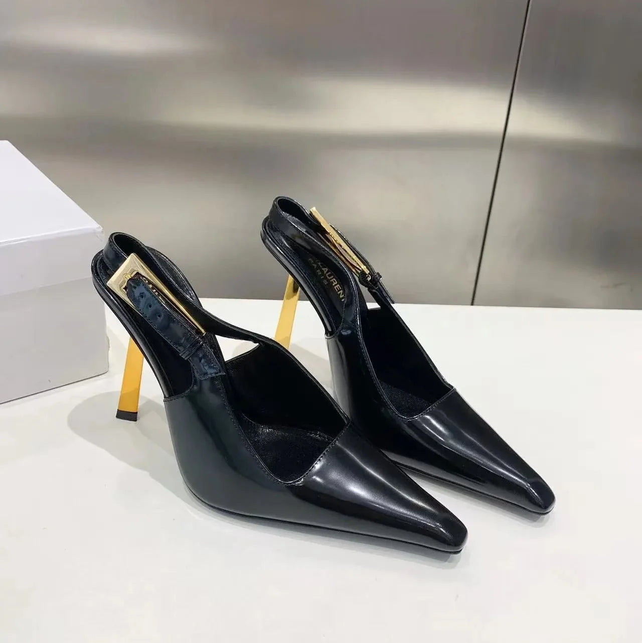 YSL 2026 Lee High-heeled Slingback 10.5cm Leather