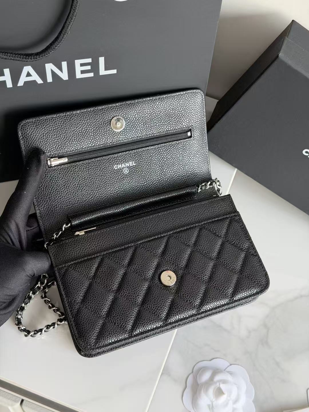 CC 26s WOC 19cm Black Caviar Gold Hardware