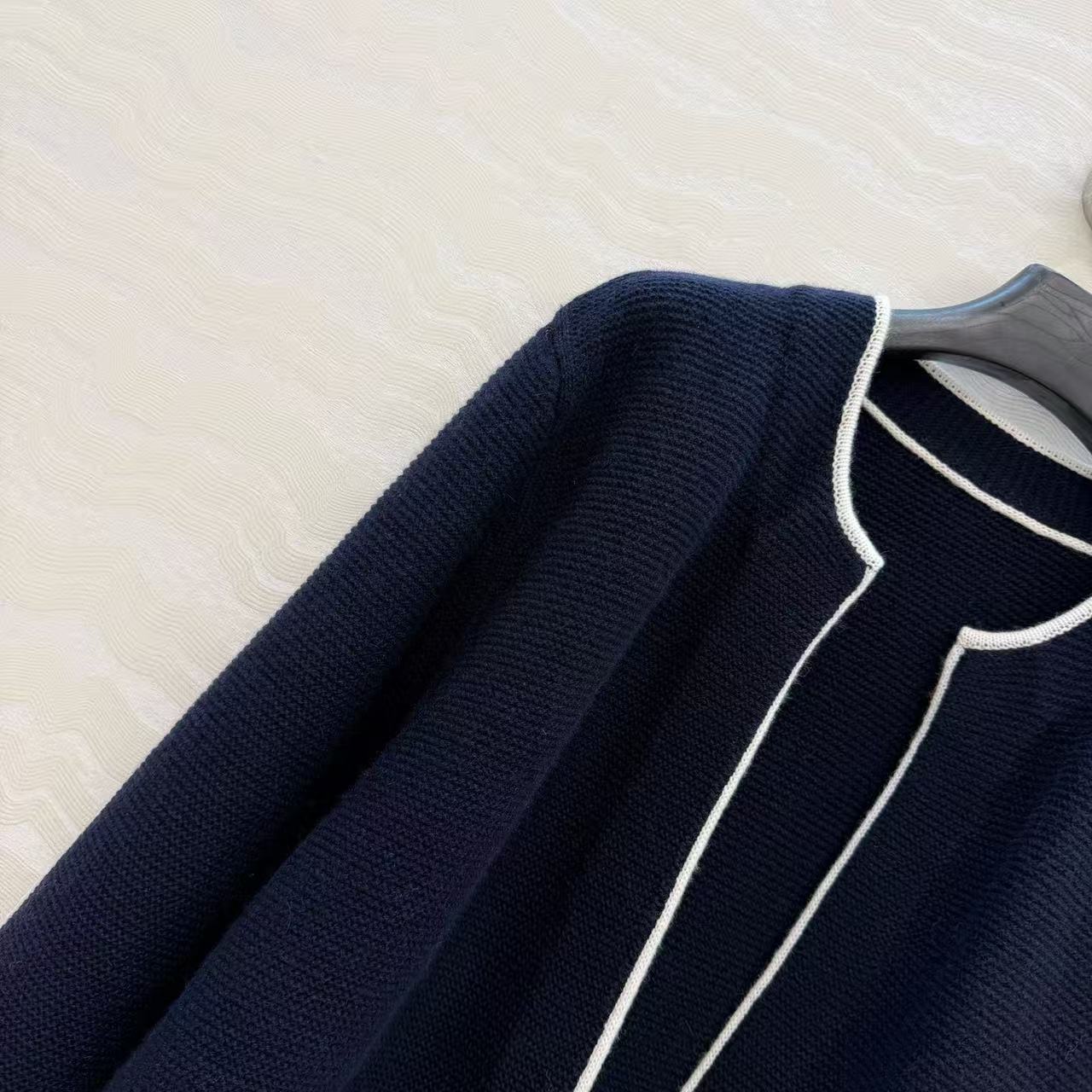 CC 26s Contrast Trim Cardigan Navy Blue Wool