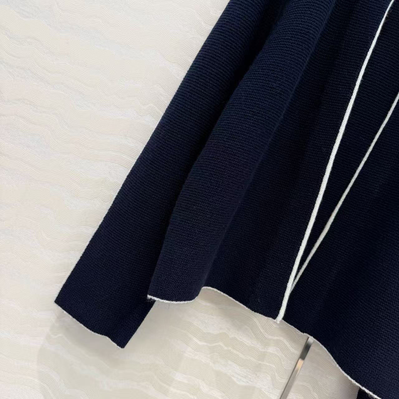 CC 26s Contrast Trim Cardigan Navy Blue Wool