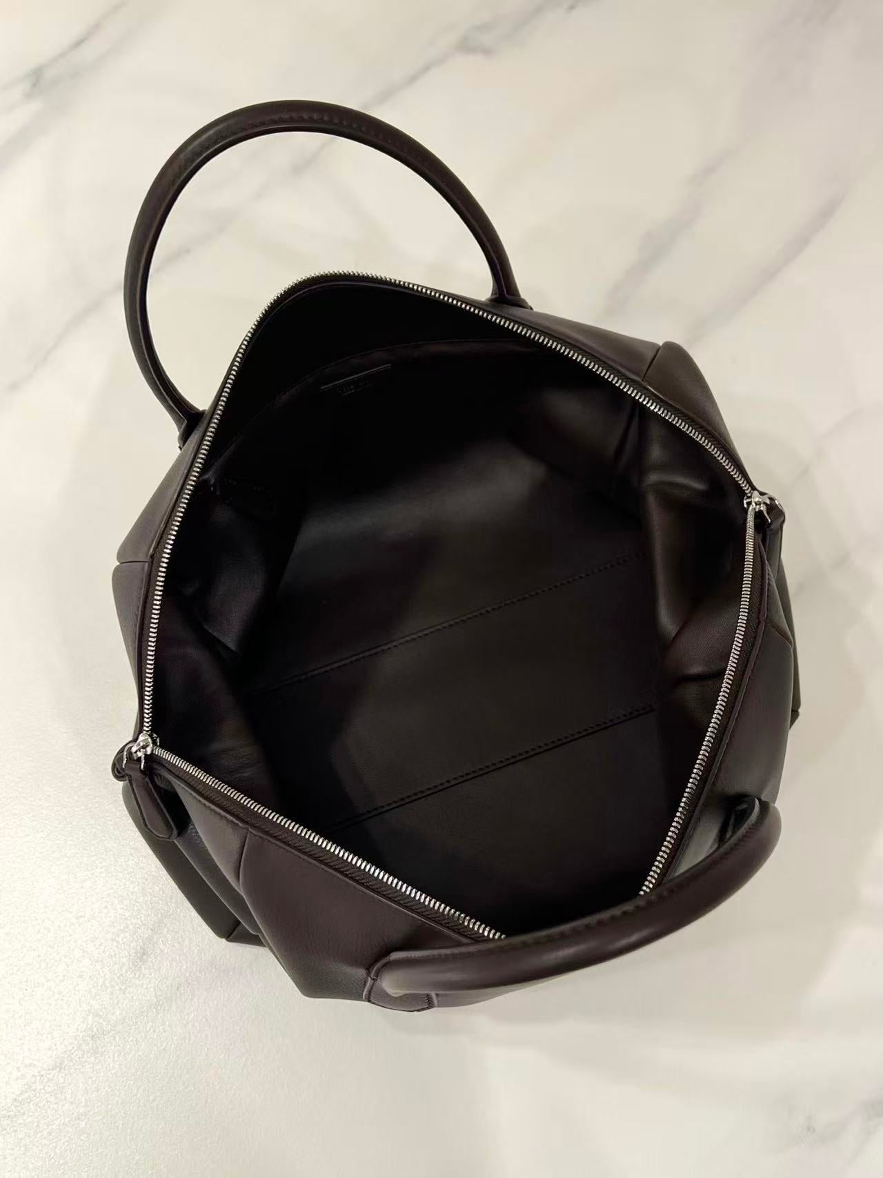 The Row Bowling Bag Dark Brown Faye Leather