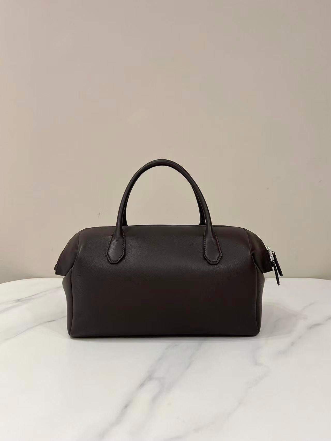 The Row Bowling Bag Dark Brown Faye Leather