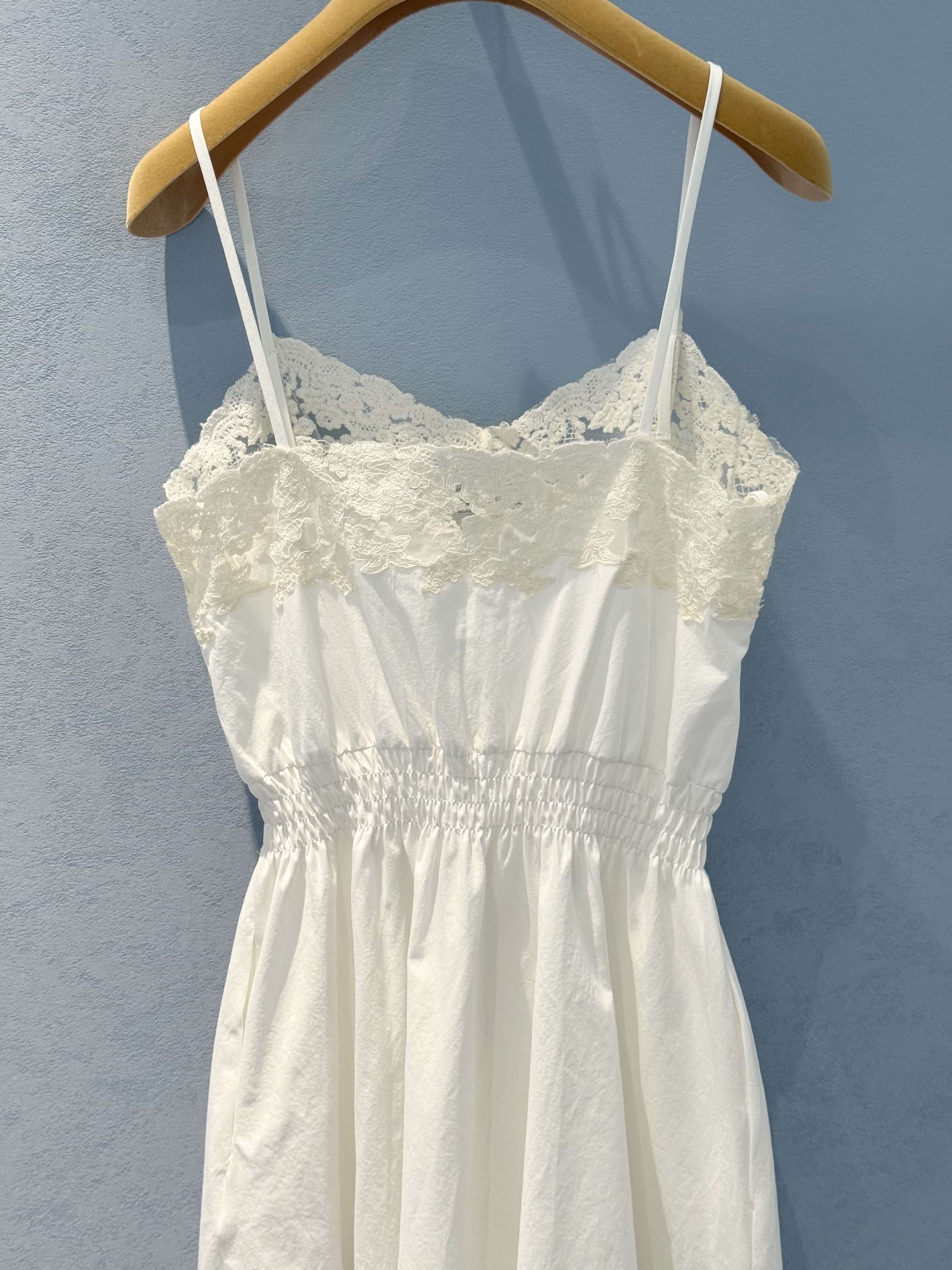 Miu Eyelet Lace Mini Dress White Cotton