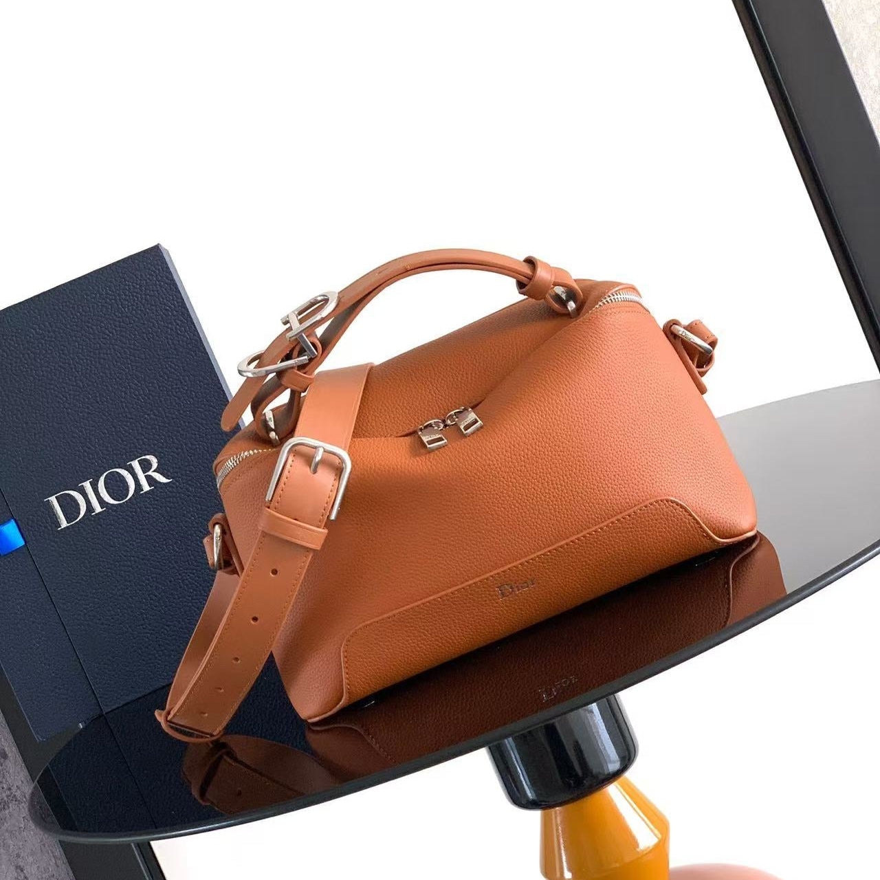 CD Dior Archie Zipped Bag with Strap Calfskin