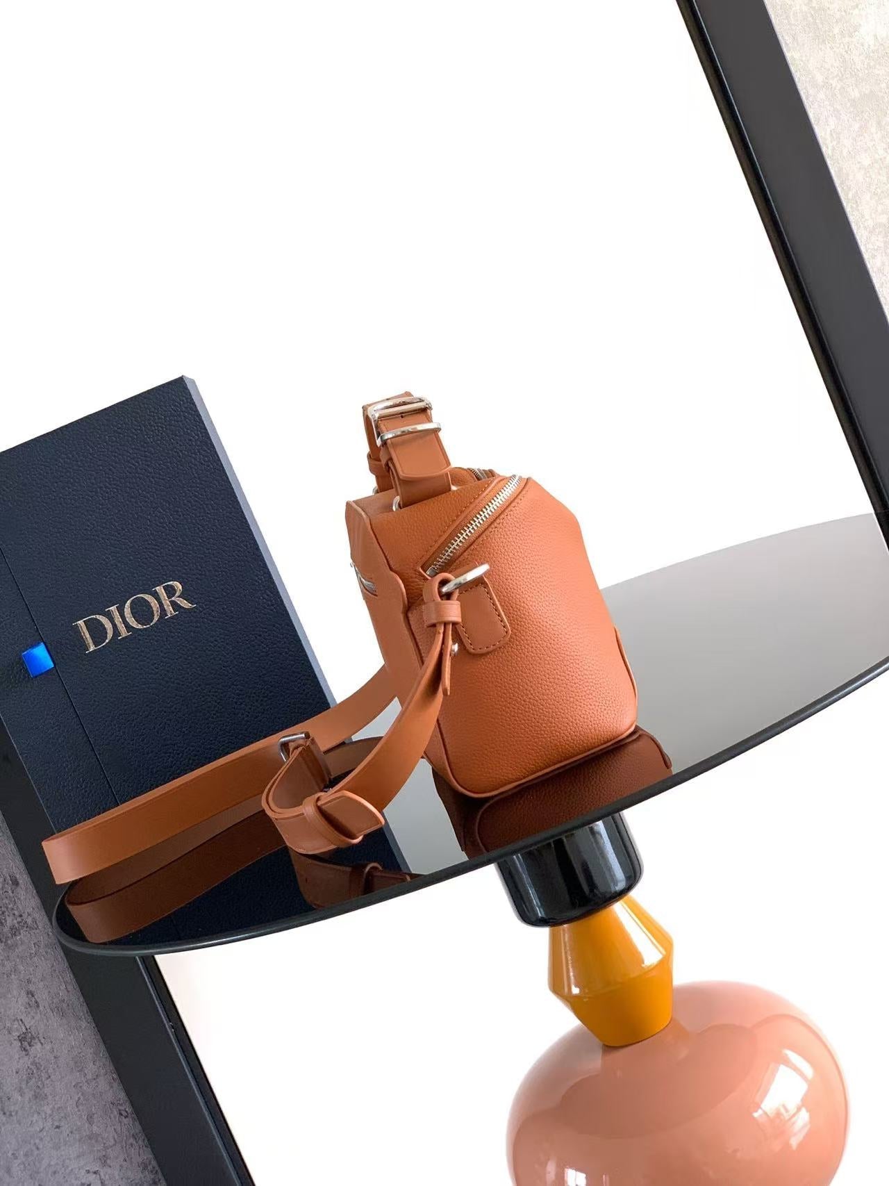 CD Dior Archie Zipped Bag with Strap Calfskin