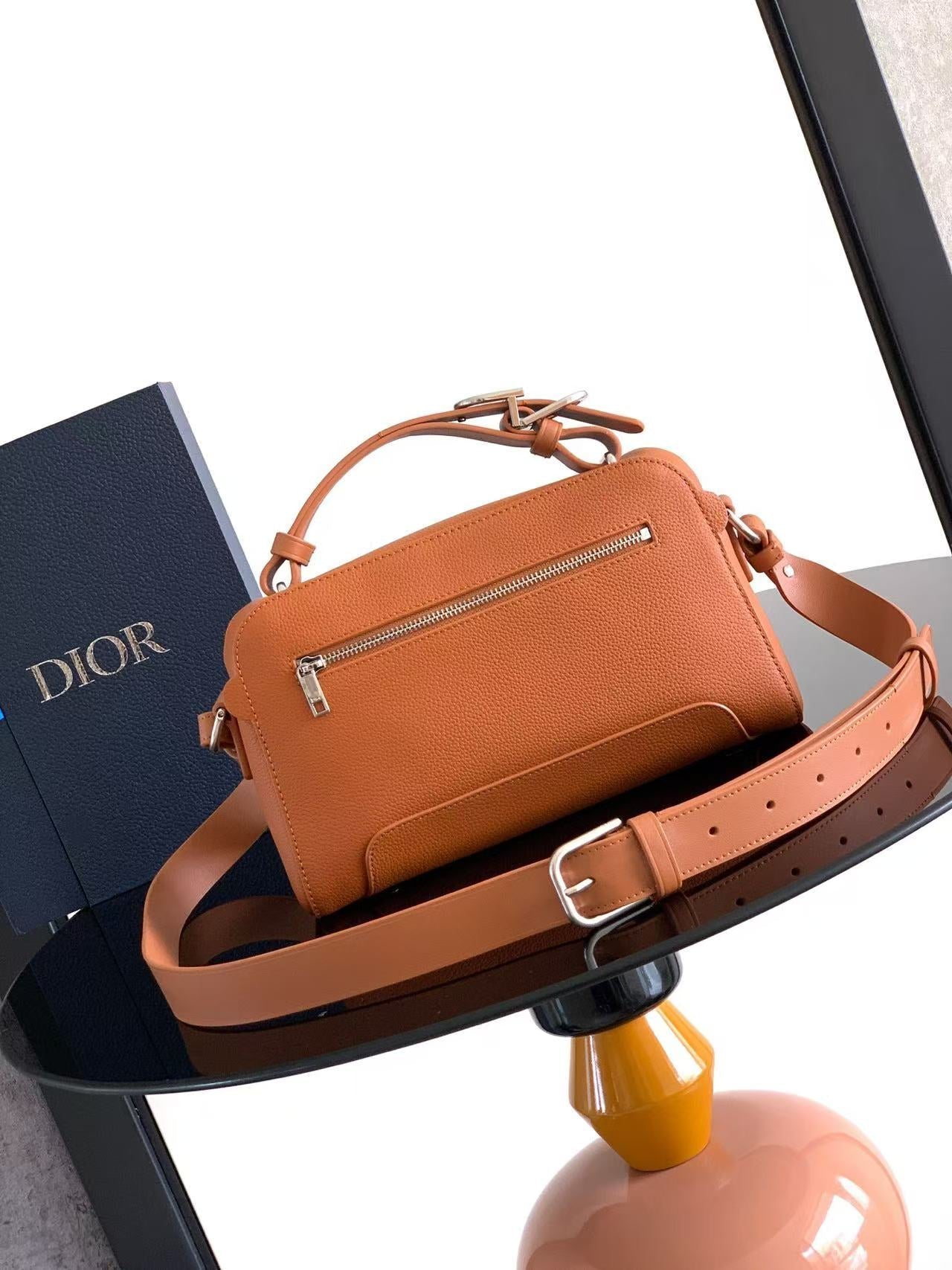 CD Dior Archie Zipped Bag with Strap Calfskin