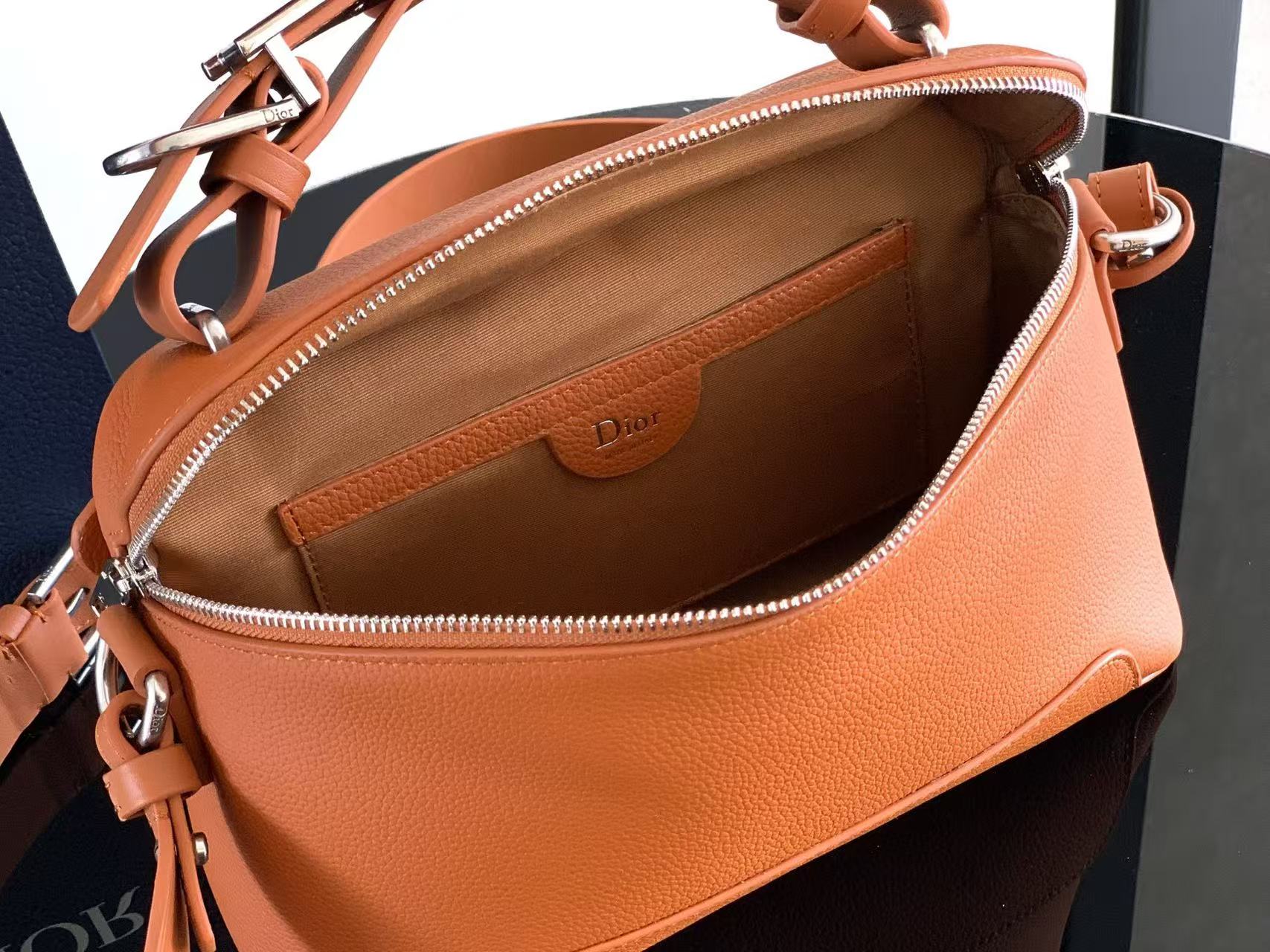 CD Dior Archie Zipped Bag with Strap Calfskin